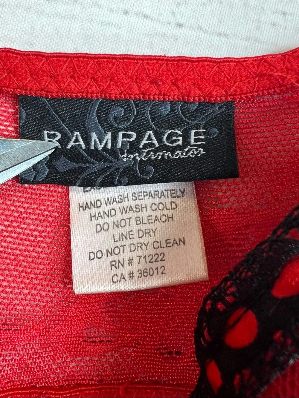 Rampage Intimates Red Black Floral Lace Babydoll Lingerie Dress Size S Y2K Fairy